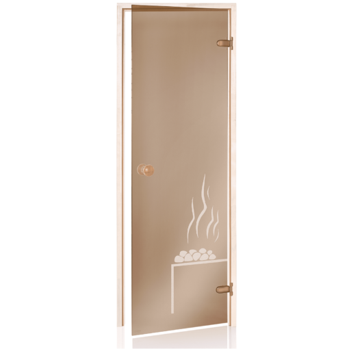 STIKLA DURVIS - SAUNAS DURVIS - SDD-1 ar matētu zīmējumu