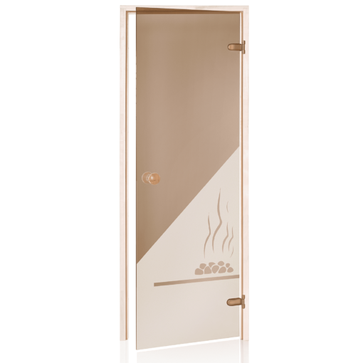 STIKLA DURVIS - SAUNAS DURVIS - SDD-3 ar matētu zīmējumu