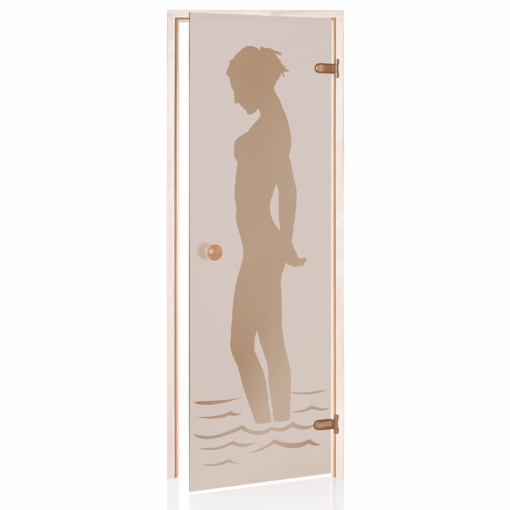 STIKLA DURVIS - SAUNAS DURVIS - TLD-7 ar matētu zīmējumu